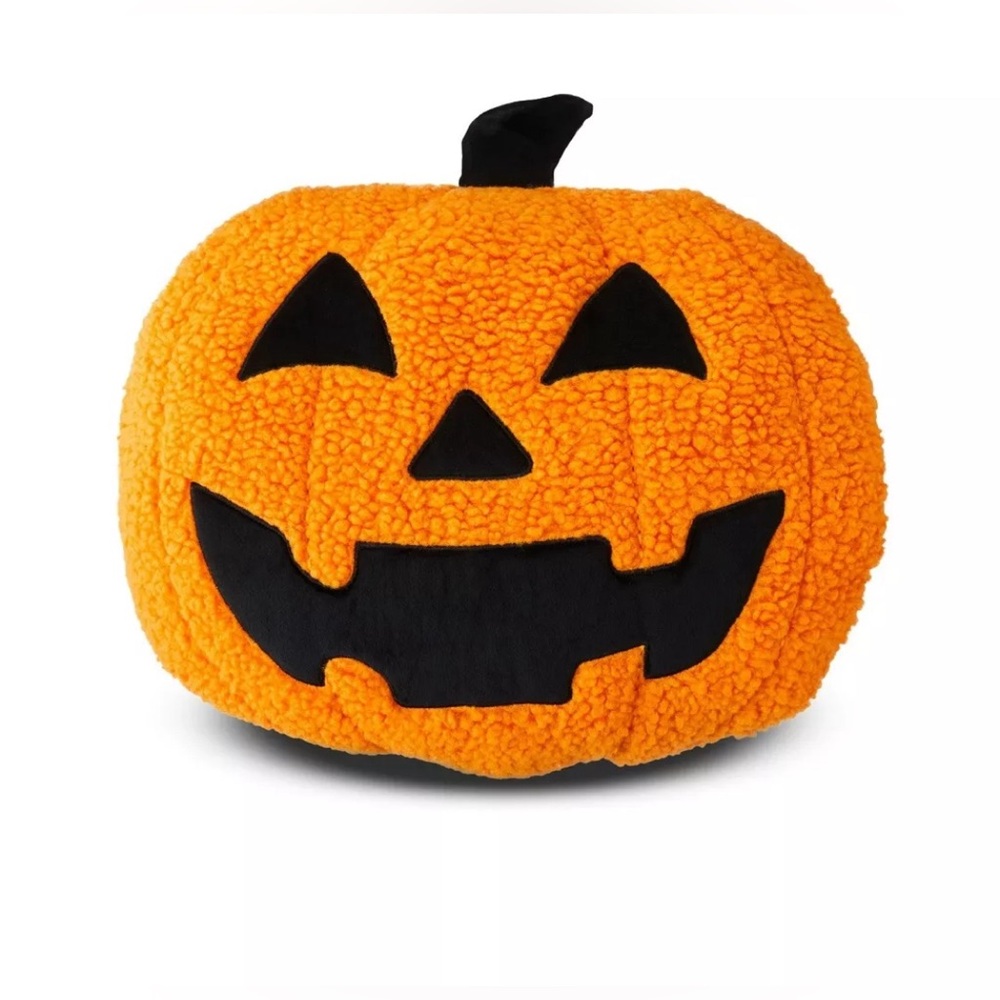 Pumpkin Shaped Plush Sherpa Decor Pillow 12.75” - Celebrate Halloween New Decor